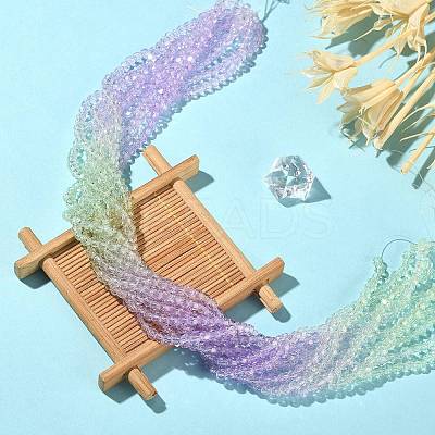 10 Strands Transparent Gradient Color Glass Beads Strands GLAA-CJ0002-09A-1