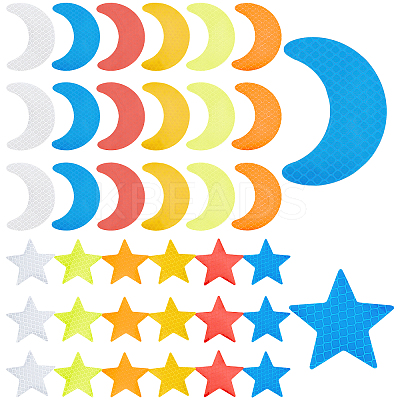 8 Sets 2 Style Star & Moon PET Safety Reflector Strips Adhesive Stickers AJEW-GF0003-95-1