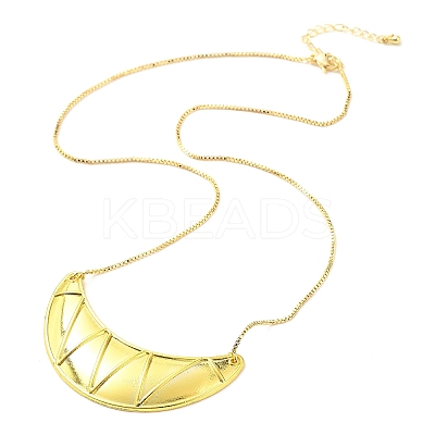 Brass Big Horn Pendant Box Chain Necklaces NJEW-L068-01G-1