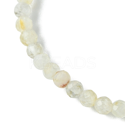 3mm Natural Yellow Quartz Faceted Round Beaded Stretch Bracelets for Women BJEW-JB10842-04-1