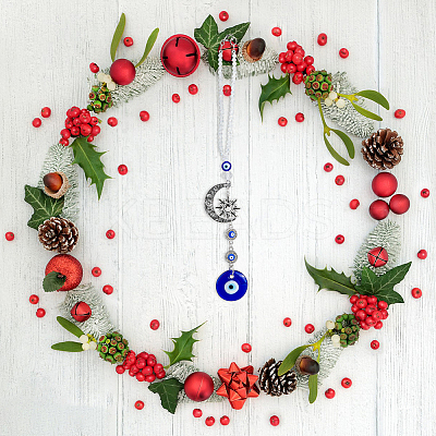 2Pcs Blue Evil Eye Car Hanging Ornament HJEW-DC0001-12-1