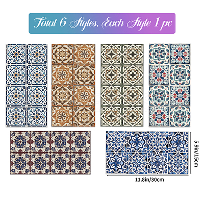 6Pcs PVC Waterproof Decorative Stickers DIY-WH0657-035-1