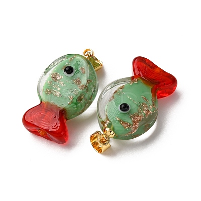 Handmade Lampwork Pendants LAMP-A007-01G-04-02-1