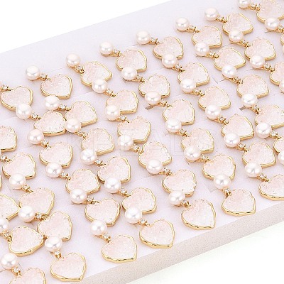 Heart Brass Micro Pave Clear Cubic Zirconia Dangle Stud Earrings PEAR-N017-07B-1