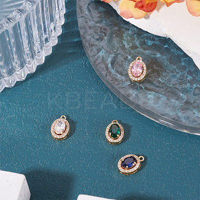 4Pcs 4 Colors Brass Micro Pave Cubic Zirconia Pendants KK-TA0002-58-1