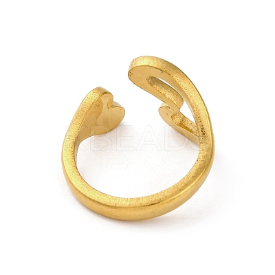 304 Stainless Steel Hollow Heart Open Cuff Rings for Women RJEW-K258-05G-02-1