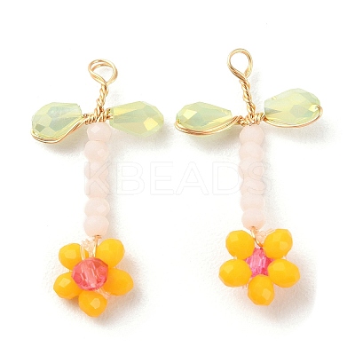 Glass Beaded Pendants GLAA-K060-02G-03-1