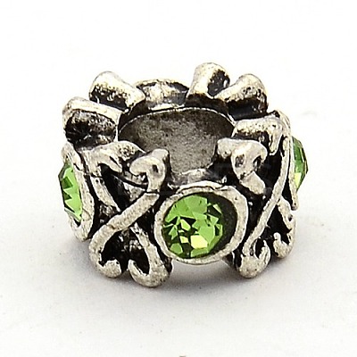 Vintage Alloy Rhinestone European Beads RB-M013-01-1