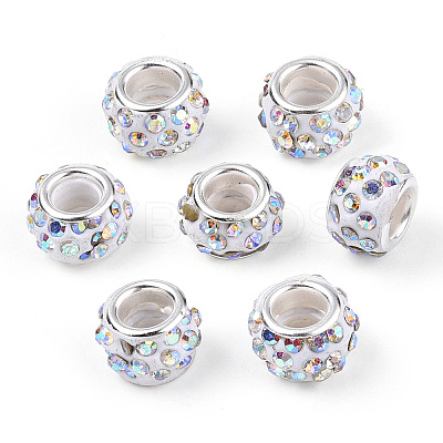 Polymer Clay Rhinestone European Beads CPDL-T001-05-1