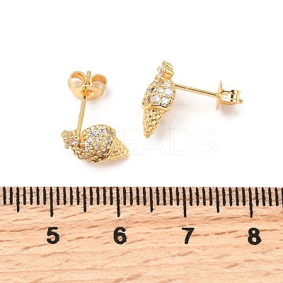 Ice Cream Brass Micro Pave Clear Cubic Zirconia Stud Earrings EJEW-A135-13G-1