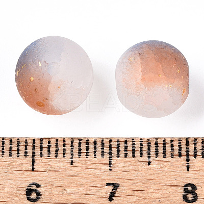 Frosted Baking Paint Crackle Glass Beads with Glitter Powder DGLA-T004-01A-1
