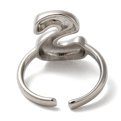 Initials Brass Open Cuff Ring for Women RJEW-N046-02S-P-1