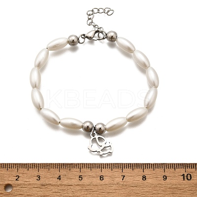 304 Stainless Steel Dog Charm Bracelets for Women BJEW-C098-10P-1