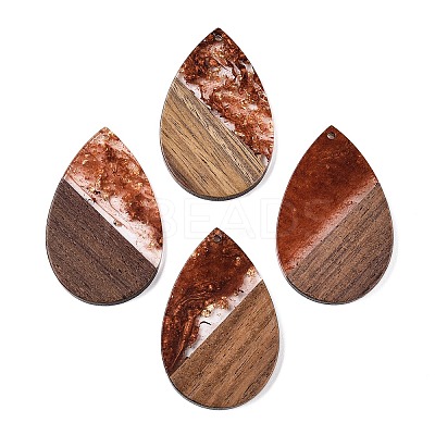 Transparent Resin & Walnut Wood Big Pendants RESI-T058-05D-1
