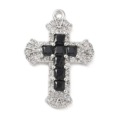 Brass Micro Pave Cubic Zirconia Pendants KK-P342-15P-1