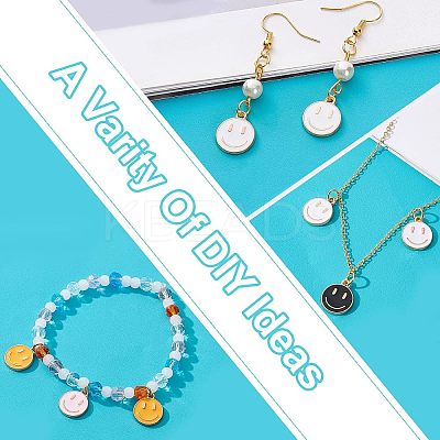 98Pcs 7 Colors Light Gold Alloy Enamel Charms ENAM-FH0001-28-1