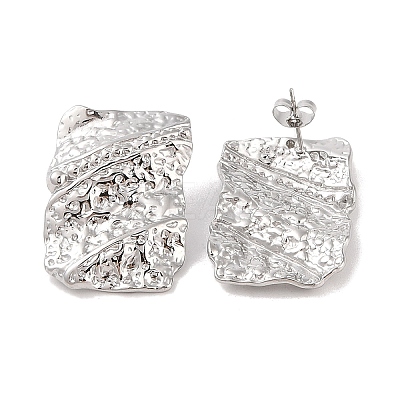 Non-Tarnish Hammered 304 Stainless Steel Stud Earring EJEW-Z049-05P-1
