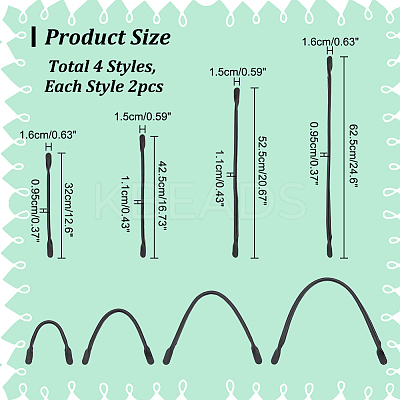 8Pcs 4 Style PU Leather Sew on Bag Handles PURS-WR0001-26C-1