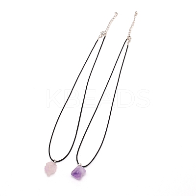 Nuggets Natural Amethyst Pendant Necklace NJEW-WH0002-08-1