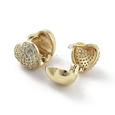 Heart Brass with Cubic Zirconia Hoop Earrings EJEW-Q811-26G-1