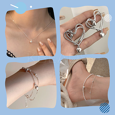 10Pcs Sterling Silver 3D Peach Heart Charms with Jump Rings STER-PH0002-94-1