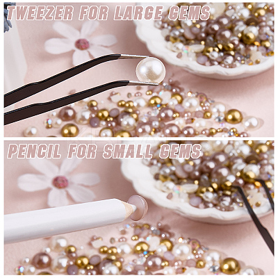 1 Box Half Round Resin & ABS Imitation Pearl Cabochons DIY-CP0012-96B-1