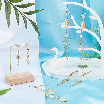 DIY Leaf & Pearl Dangle Earring Making Kits DIY-SC0016-50-1