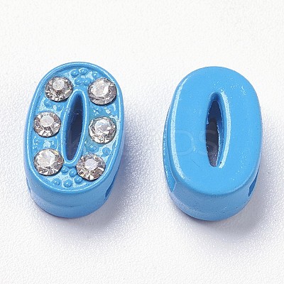 Alloy Spray Painted Number Slide Charms X-ENAM-C1493-1