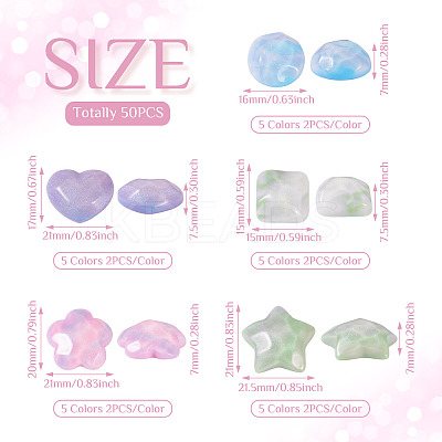 50Pcs 25 Styles Opaque Resin Cabochons CRES-BT0001-04-1