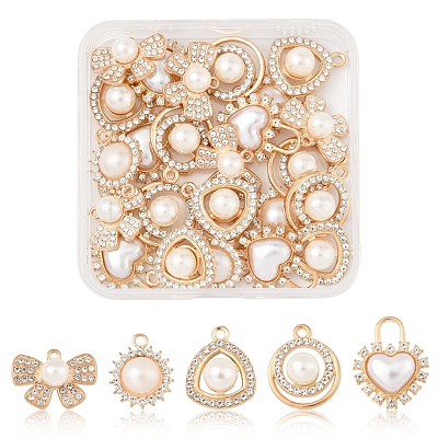 25Pcs 5 Styles Alloy Rhinestone Charms FIND-FS0003-53-1