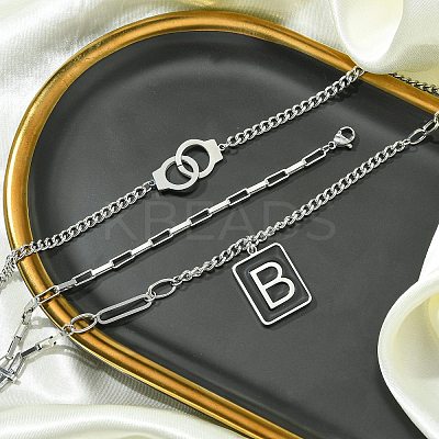304 Stainless Steel Enamel Chain Necklaces NJEW-M078-07P-1