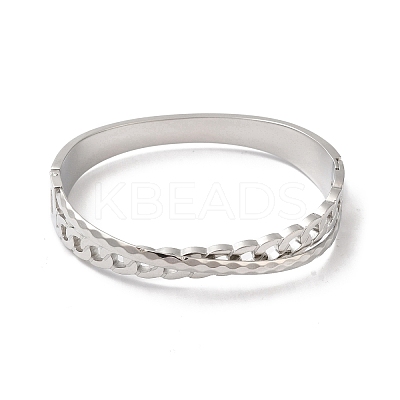 Non-Tarnish Cross 304 Stainless Steel Hollow Hinged Bangles for Women BJEW-I315-19P-1