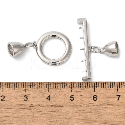 Brass Micro Pave Clear Cubic Zirconia Toggle Clasps KK-N254-77P-1