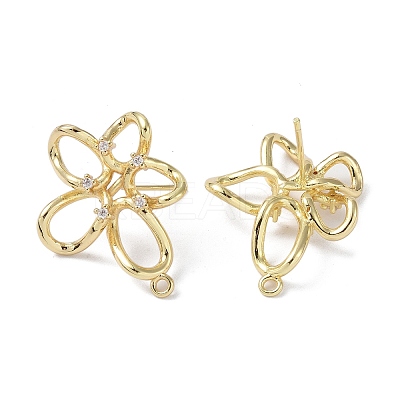 Brass Cubic Zirconia Stud Earring Findings LS-KK-B087-12G-1