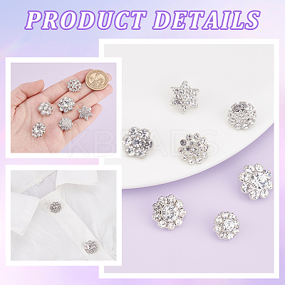 42Pcs 7 Styles 1-Hole Alloy Rhinestone Shank Button ALRI-GA0001-10-1