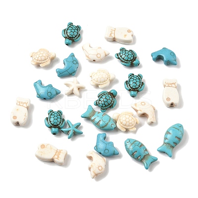 80Pcs 8 Styles Synthetic Turquoise & Howlite & Magnesite Dyed Beads G-FP0001-06-1