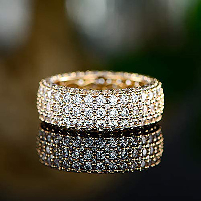 Brass Micro Pave Clear Cubic Zirconia Finger Rings for Women FS-WG796B2-05-1