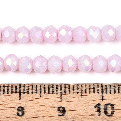 Anti-Tarnish Electroplate Rondelle Glass Beads Strands X-EGLA-T021-4mm-17-03-1