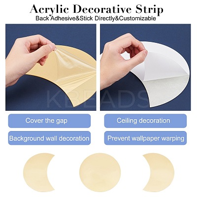Acrylic Moon Phase Mirror Wall Decor DIY-WH0167-60B-1