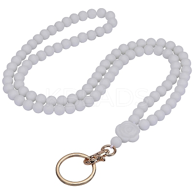 Rose Silicone ID Card Neck Strap Card Holder NJEW-SW00028-07-1
