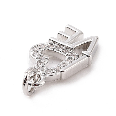 Brass Micro Pave Cubic Zirconia Pendants KK-C012-05P-1