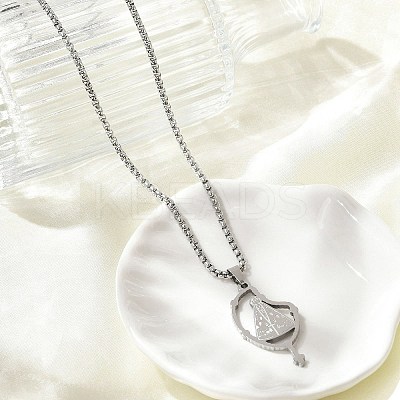 201 Stainless Steel Nossa Senhora Aparecida Virgin Pendant Box Chain Necklaces NJEW-H055-07P-1