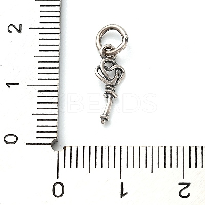 S925 Sterling Silver Heart Key Charms STER-K183-02A-AS-1