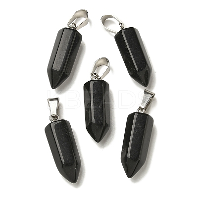 Natural Obsidian Pendants G-Z067-07P-10-1