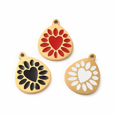 Ion Plating(IP) 304 Stainless Steel Enamel Pendants STAS-F291-04G-1