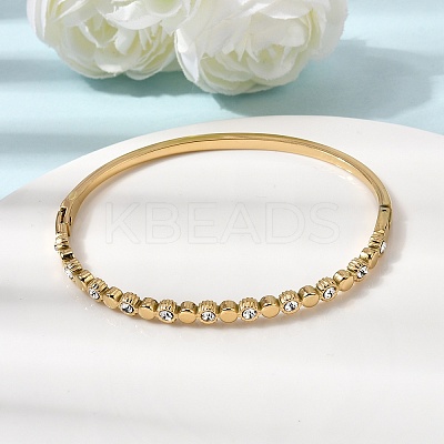 304 Stainless Steel Rhinestone Hinged Bangles for Women BJEW-B168-03C-G-1