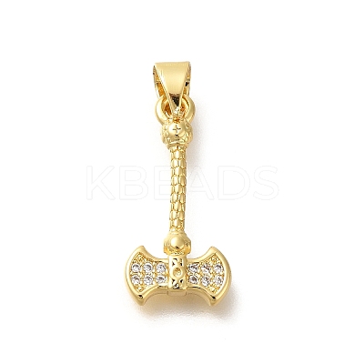 Rack Plating Brass Micro Pave Cubic Zirconia Pendants KK-Z086-66G-06-1