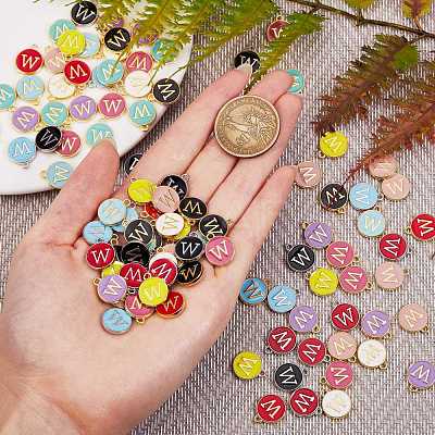 120Pcs 12 Colors Golden Plated Alloy Charms ENAM-SZ0001-64W-1