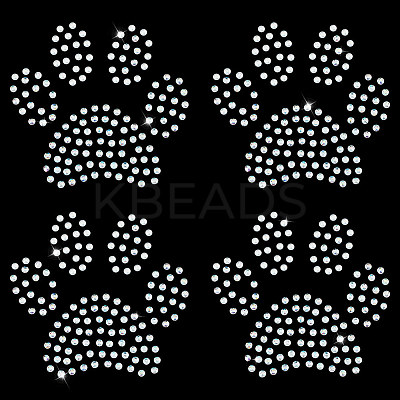 Paw Print Hotfix Glass Rhinestone DIY-WH0453-71B-01-1