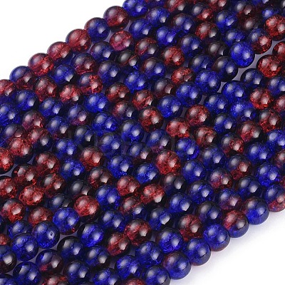 Spray Painted Crackle Glass Beads Strands X-CCG-Q002-8mm-12-1